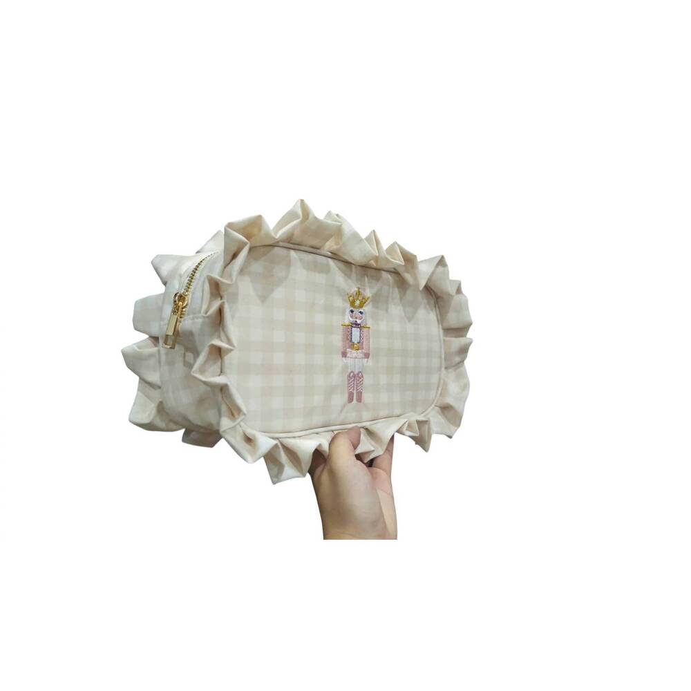 NEW BEAUTY STASH women's nutcracker cosmetic bag in beige